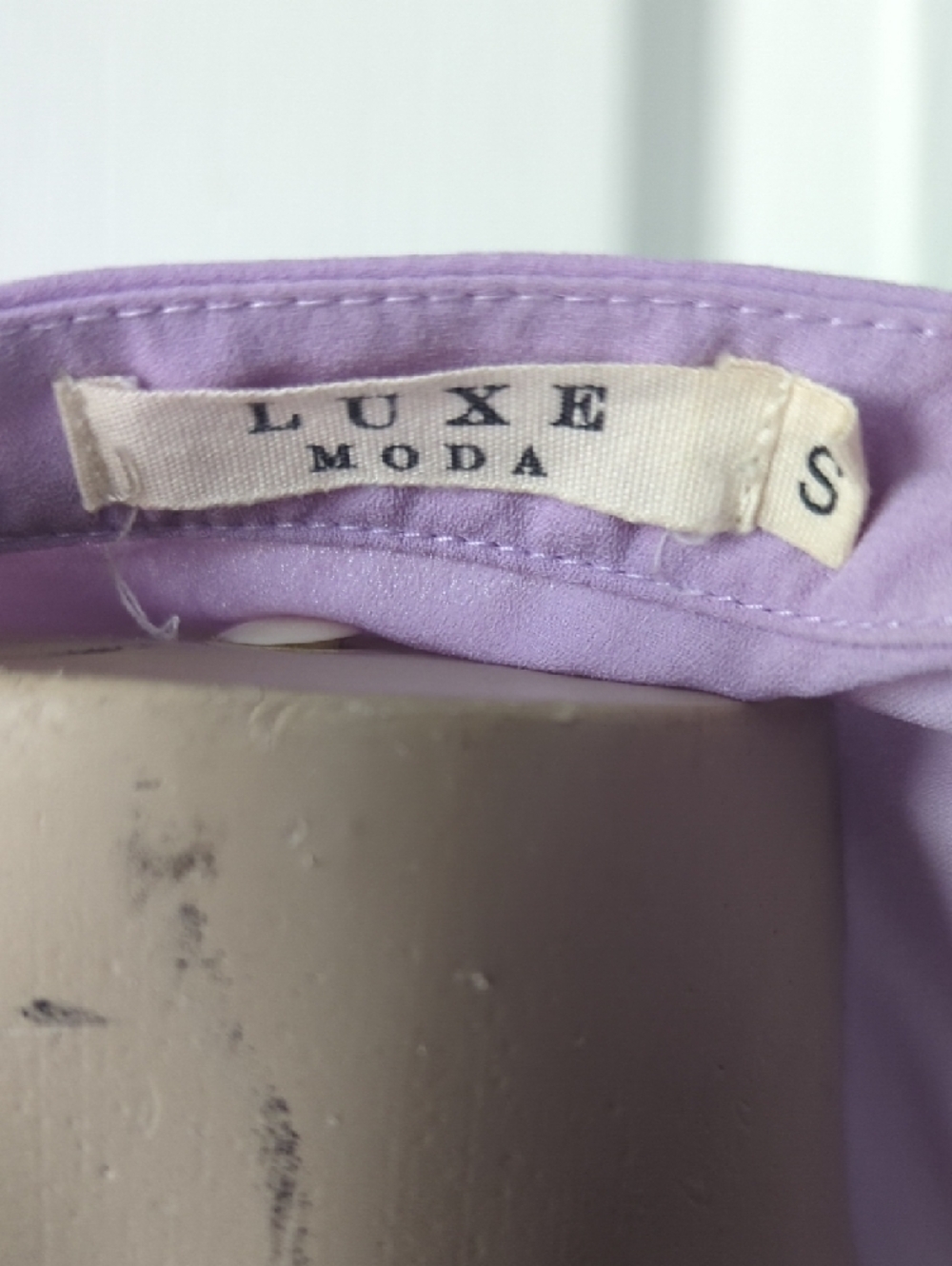 Lavender Ruffle Front Mandarin-Collar Blouse - Picture 2 of 7